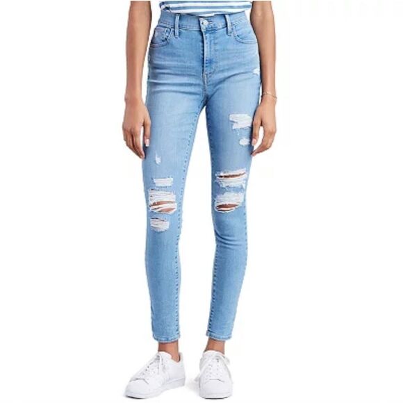 Levi's 720 High-Rise Super Skinny Distressed Jeans 24 27 New NWT - Picture 1 of 10